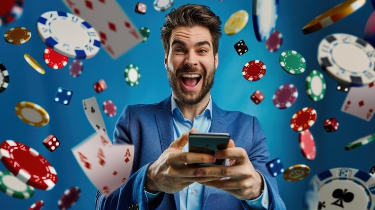 Antarmuka permainan Caishen Wins di cabang777 menampilkan grid slot dengan simbol-simbol bertema Asia